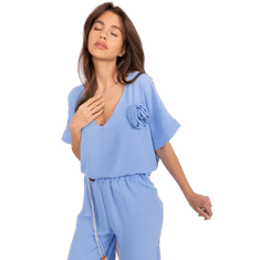 ITALY MODA Ženska bluza s kratkimi rokavi za prosti čas svetlo modra DHJ-BZ-8368.39X_407167 Univerzalni