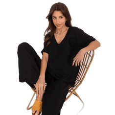 ITALY MODA Ženska bluza s preveliko velikostjo in cvetličnim vzorcem črna DHJ-BZ-8368.39X_407173 Univerzalni