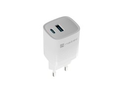 Natec Univerzalni polnilec USB RIBERA GaN 30W, 1X USB-A, 1X USB-C, bel