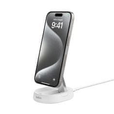 Belkin BOOST CHARGE PRO Qi2 15W magnetno stojalo za polnjenje, preklopno, belo