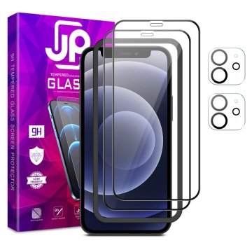 JP JP Full Pack Zaščitno kaljeno steklo, 2x 3D steklo z aplikatorjem + 2x steklo na objektivu, iPhone 12