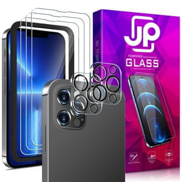 JP JP Mega Pack Kaljena stekla, 3 stekla za telefon z aplikatorjem + 2 stekli za leče, iPhone 13 Pro MAX