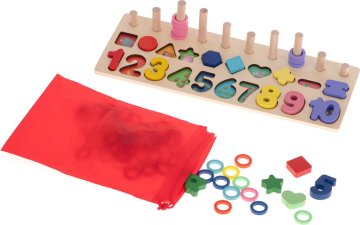 KIK Lesena sestavljanka z oblikami in številkami