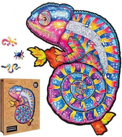 Puzzler Sestavljanka lesena, barvna - Hipnotični kameleon