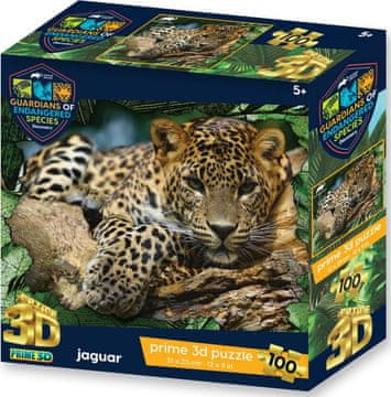 Prime 3D Puzzle Živalski planet: Ogrožene vrste - Jaguar 3D 100 kosov