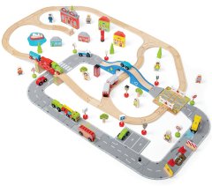 Bigjigs Rail Bigjigs Železniška proga za vlak in avtomobile