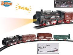 Mikro Trading 2-Play Prometni vlak 45 cm + 3 vagoni s progo na baterije z lučko