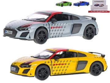 Kinsmart Audi R8 Coupe Livery 12,5 cm kovinski reverz - mešanica barv (modra, zelena, srebrna, rumena)