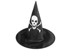Karnevalski klobuk čarovnica splet, lobanja, netopir - črna lobanja