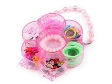 Komplet okraskov za lase in gumic v škatli - mix flower