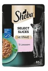 Sheba žep Select Slices z lososom 85g