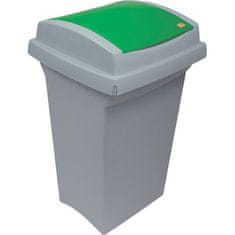 Koš za odpadke - plastičen, z zelenim pokrovom, 50 l