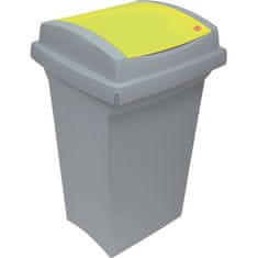 Koš za odpadke - plastičen, z rumenim pokrovom, 50 l
