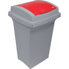 Koš za odpadke - plastičen, z rdečim pokrovom, 50 l