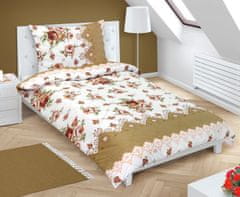 Bombažno posteljno perilo s hotelskim žepom - 140x200, 70x90 cm - Roza bež