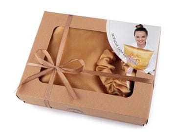 Komplet za spanje Satin Beauty, prevleka in elastična krpica - zlata st.
