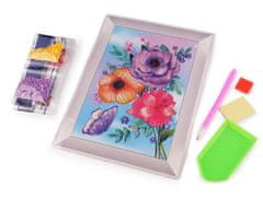 Diamantna poslikava, ustvarjalni set 17,5x23,5 cm - večbarvno cvetje