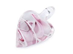 Stekleni srčni obesek 30x45 mm - roza holy of holies