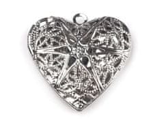 Srčni medaljon z odprtino 26x26 mm - platina