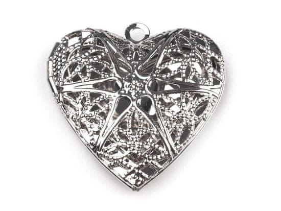 Srčni medaljon 26x26 mm - platina (20 kosov)