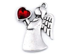 Obesek angel s srcem 24x36 mm - rdeča