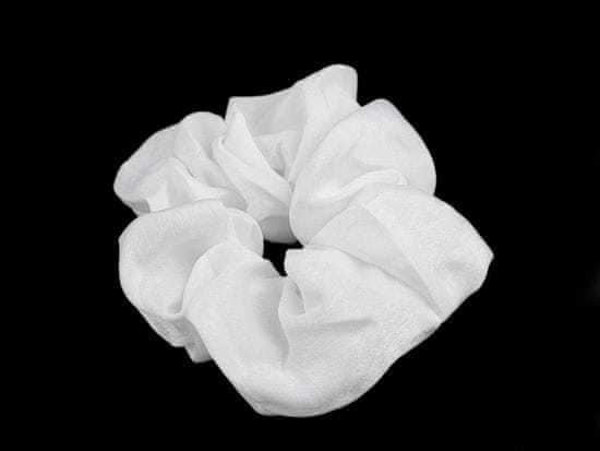 Elastika za lase Scrunchie - bela