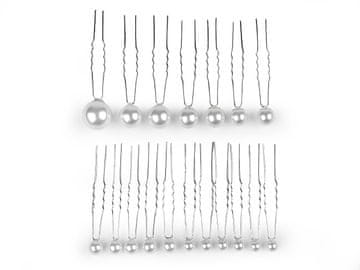 Komplet okrasnih sponk za lase z biseri v različnih velikostih - bela