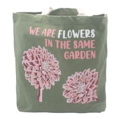 Ancient Wisdom Bombažna vrečka s potiskom - We are Flowers - olivna