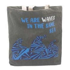 Ancient Wisdom Bombažna vrečka s potiskom - We are Waves - siva