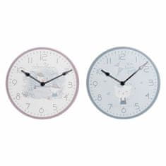 DKD Home Decor Stenska ura DKD Home Decor Modra Roza Les Kovina Plastika MDF Les Otroška Ptica 24 x 3 x 24 cm (2 enoti)
