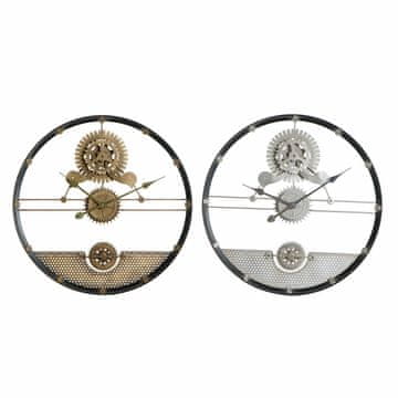 DKD Home Decor Stenska ura DKD Home Decor Silver Golden Iron Gears 60 x 5 x 60 cm (2 enoti)