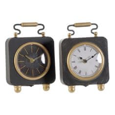 DKD Home Decor Namizna ura DKD Home Decor črna srebrna PVC kovinska plastika 14,5 x 5 x 21 cm (2 enoti)