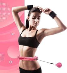 SOLFIT® Hula hop za vadbo, prilagodljiv hulahop obroč z utežmi | SPINSLIM Roza