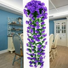 HOME & MARKER® Umetne rože, Umetno cvetje, Umetne cvetlične viseče rože, Viseči šopek (Vijolična, 4 x 72 x 77 cm) | HANGROSE