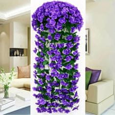 HOME & MARKER® Umetne rože, Umetno cvetje, Umetne cvetlične viseče rože, Viseči šopek (Vijolična, 4 x 72 x 77 cm) | HANGROSE