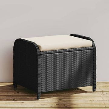 Vidaxl vidaXL Vrtni stolček z blazino črne barve 58x46x46 cm poli ratan