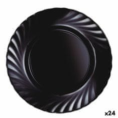 NEW Farfurie Întinsă Luminarc Trianon Črna Steklo (Ø 24,5 cm) (24 kosov)
