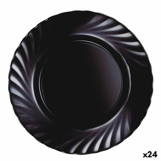 NEW Farfurie Întinsă Luminarc Trianon Črna Steklo (Ø 24,5 cm) (24 kosov)