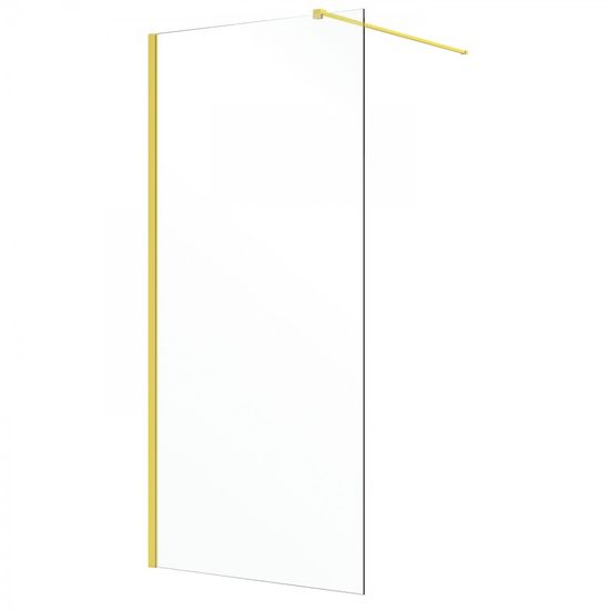 KERRA Tuš stena 90 MILAGRO, zlati profili, fiksna prozorno steklo 8 mm, prečni nosilec