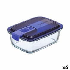 NEW Hermetična Škatla za Malico Luminarc Easy Box Modra Steklo (6 kosov) (820 ml)