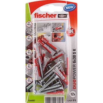 FISCHER Stenski čepi in vijaki Fischer duopower Stenski čepi in vijaki 12 enot (6 x 30 mm)