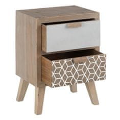 BigBuy Nočna omarica KENSY 40 x 30 x 55 cm Naravni les Bela