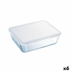 NEW Pravokotna Škatla za Malico s Pokrovom Pyrex Cook & Freeze 25 x 20 cm Prozorno Silikon Steklo 2,6 L (6 kosov)