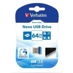 NEW Ključ USB Verbatim Store 'n' Stay NANO Modra Črna 64 GB