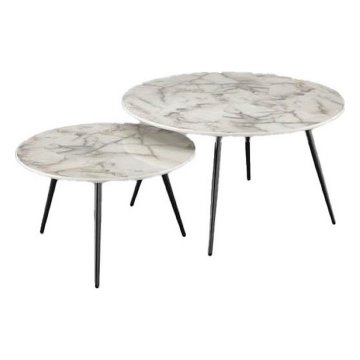 DKD Home Decor Komplet 2 miz DKD Home Decor White Golden 80 x 80 x 45 cm