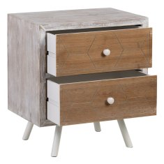 BigBuy Nočna omarica COUNTRY Naravna bela jelka 50 x 35 x 55 cm MDF Les