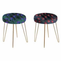 DKD Home Decor Naslon za noge DKD Home Decor Golden Metal Lilac Green Plastic Multicolor 35 x 35 x 42 cm (2 enoti)