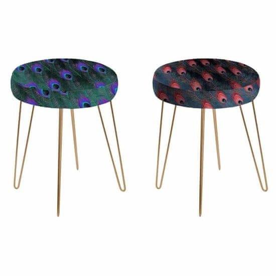 DKD Home Decor Naslon za noge DKD Home Decor Golden Metal Lilac Green Plastic Multicolor 35 x 35 x 42 cm (2 enoti)