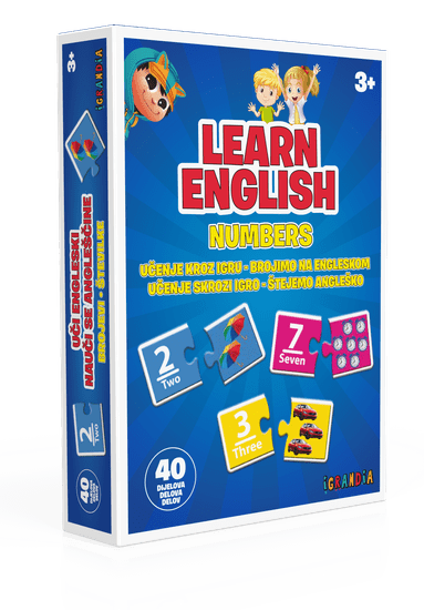 Nauči se Angleško sestavljanka, številke, 3+ let