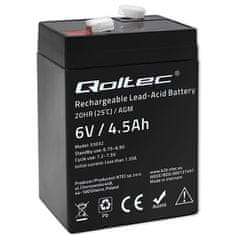 Qoltec agm baterija | 6 V | 4,5 Ah | brez vzdrževanja | učinkovita| z dolgo življenjsko dobo | za ups, tehtnico, blagajno